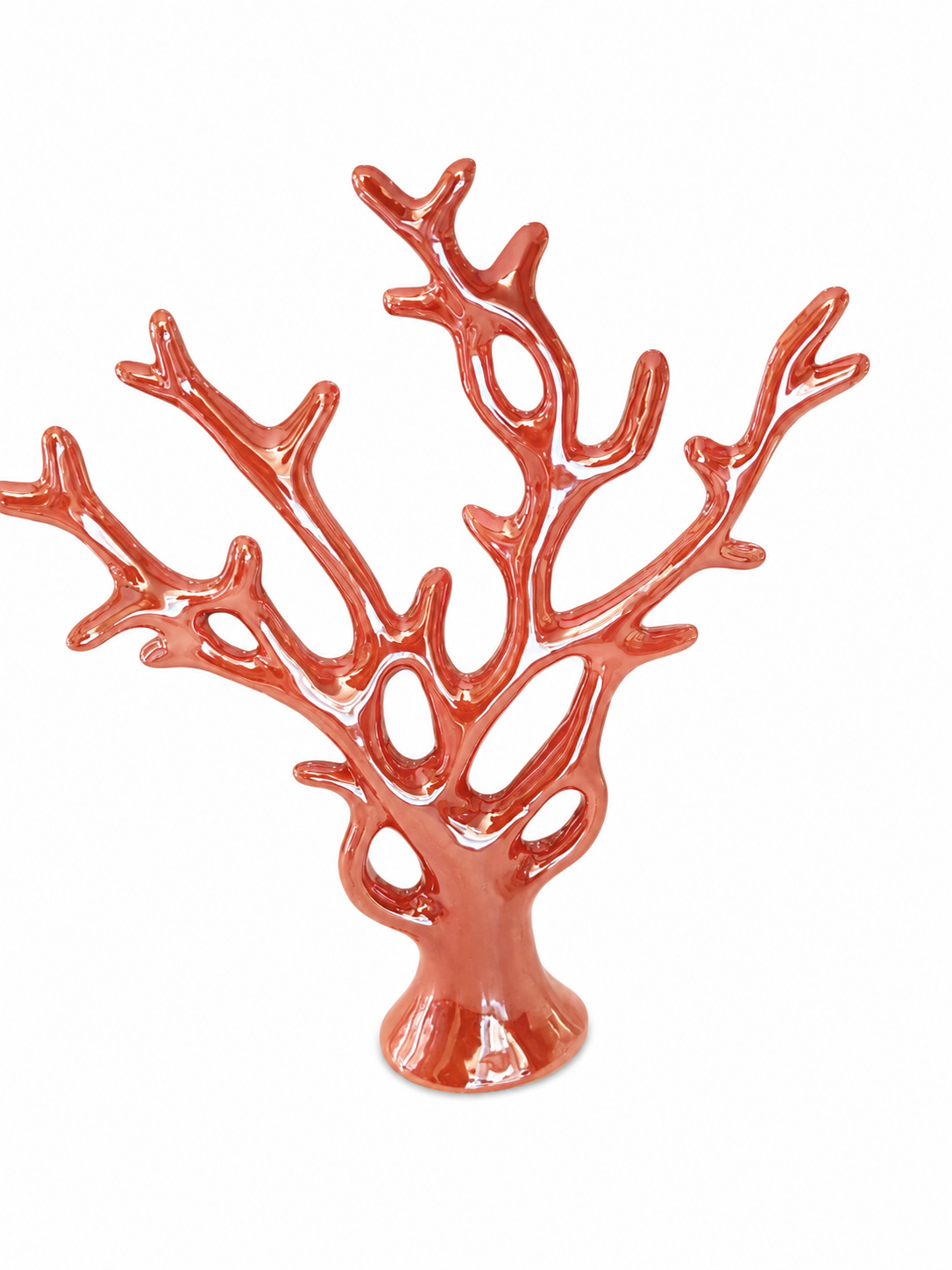 Corallo Decorativo in Ceramica Rosa Lucido – Scultura Moderna per Arredo Casa