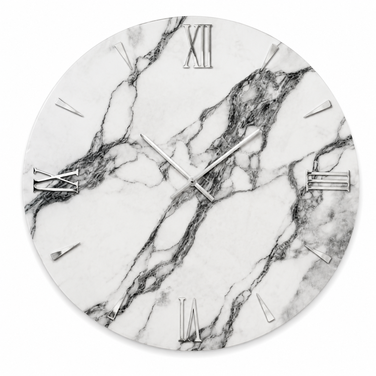 MARBLE | Orologio Design Ø 80 cm in Legno con Finitura Effetto Marmo in Resina