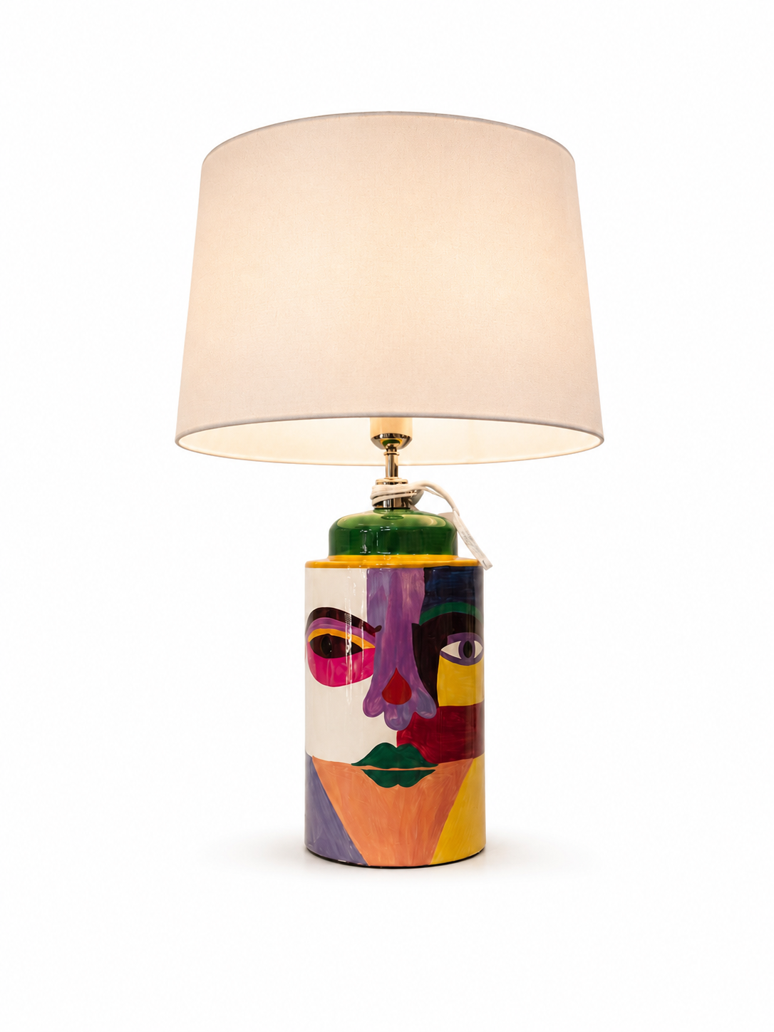 Lampada da Tavolo in Ceramica Decorata con Paralume – Design Moderno