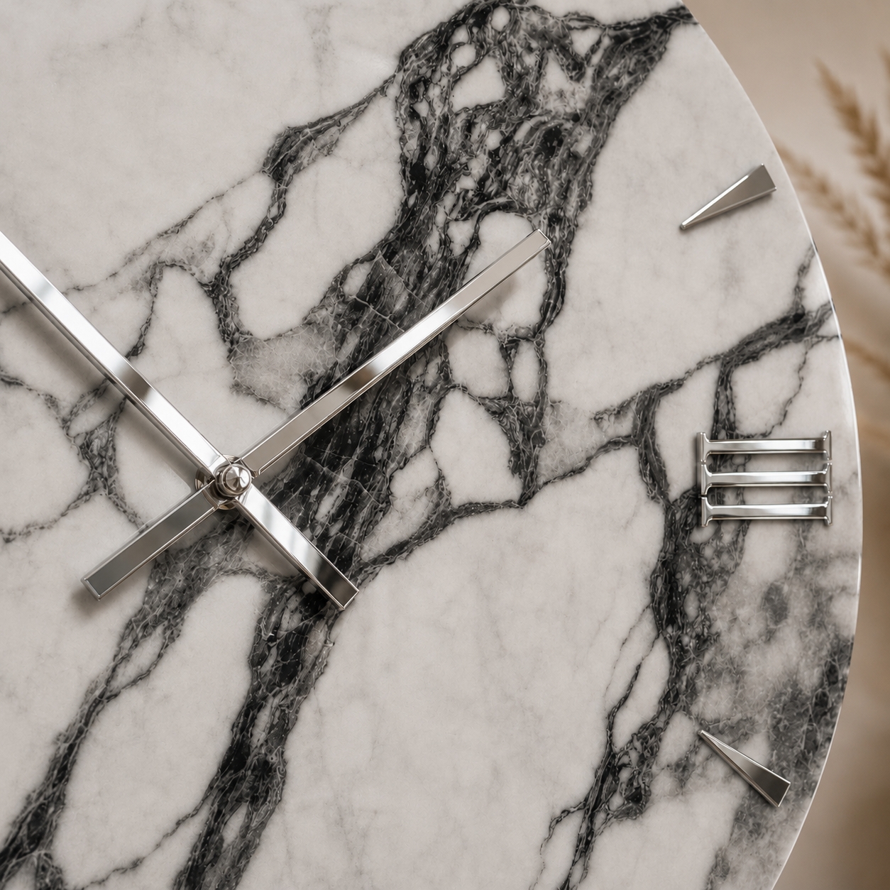 MARBLE | Orologio Design Ø 80 cm in Legno con Finitura Effetto Marmo in Resina