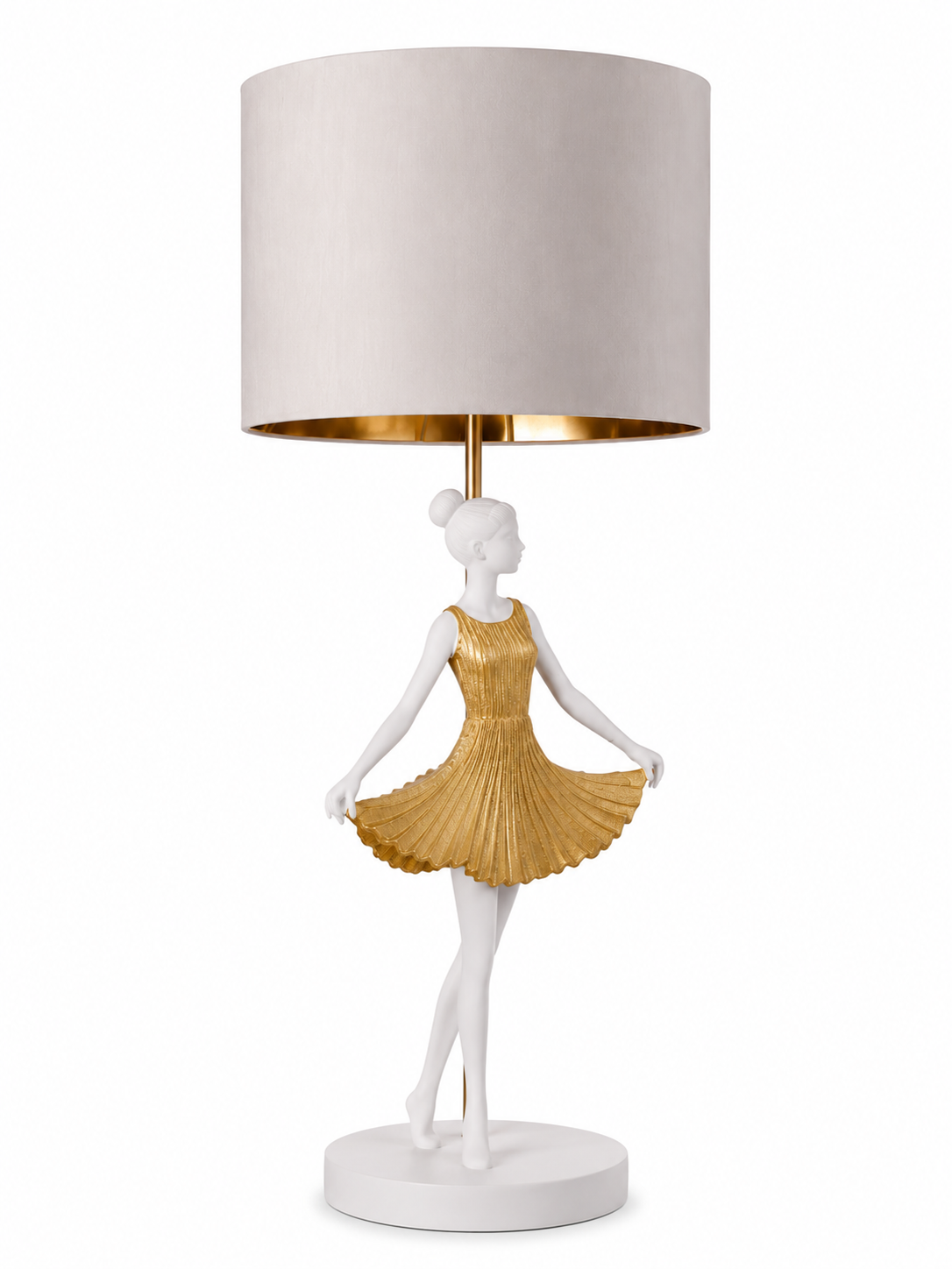 Lampada da Tavolo Ballerina Bianca e Oro – Lampada di Design Elegante per Camera e Soggiorno